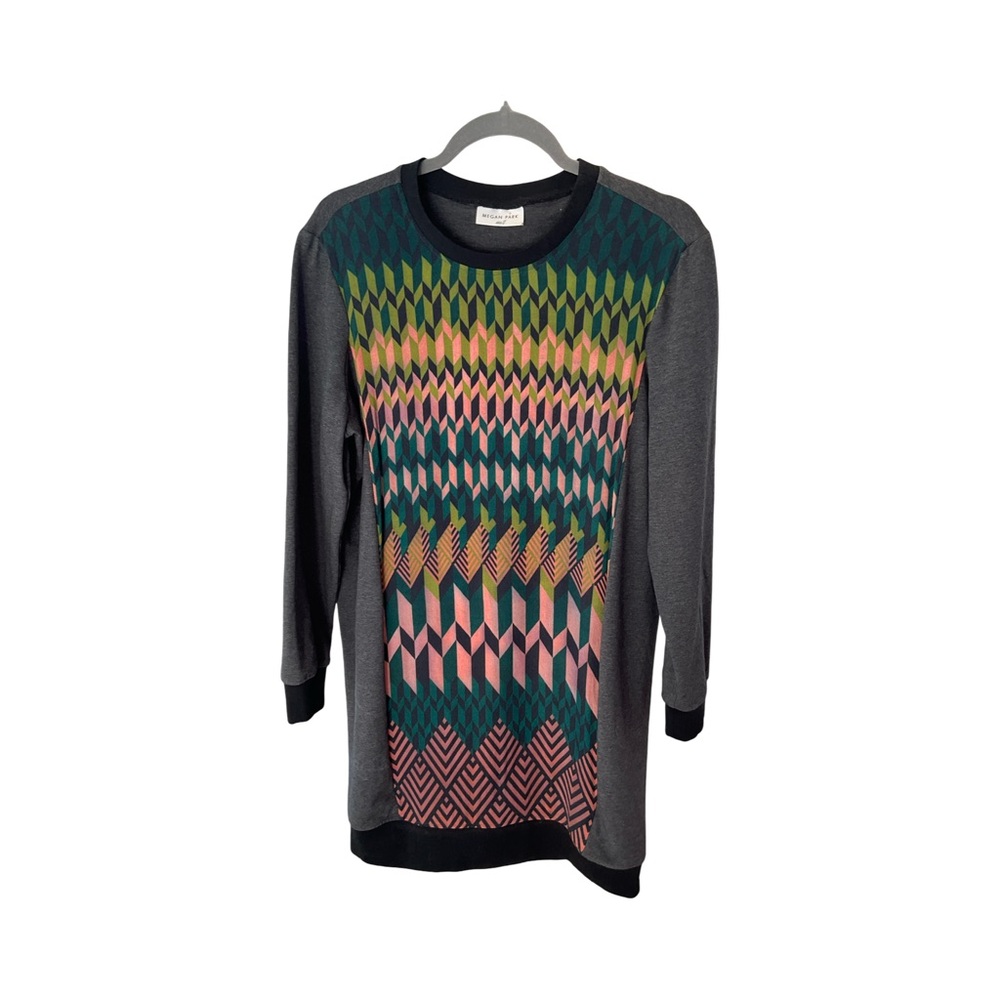 Megan Park Gray Multi-Colour Geometric Tunic Dress Size Large